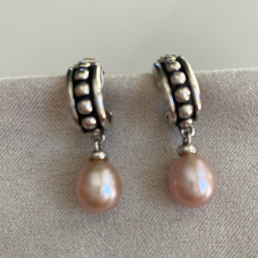 Honora Pink Pallini Cultured Pearl Drop Earrings Sterling Silver 925 H stamp